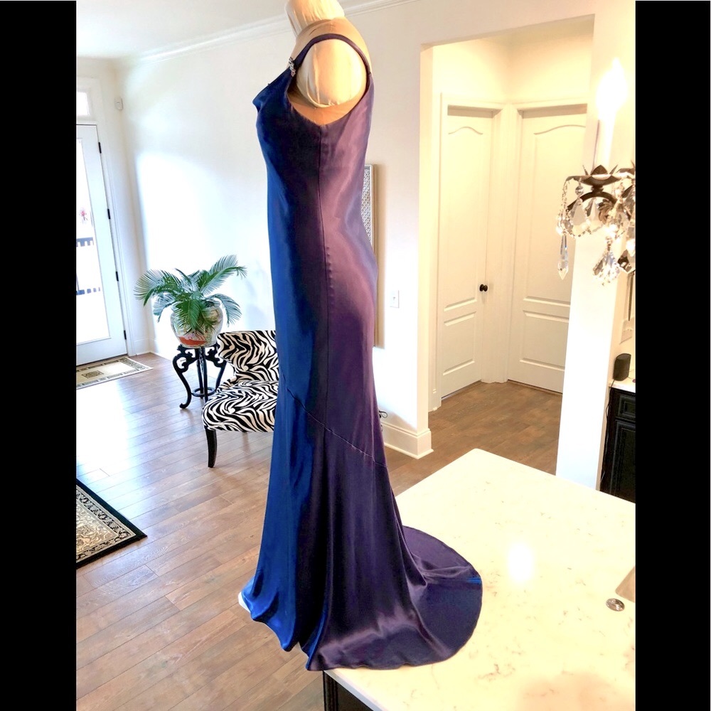 Nieman Marcus ABS Allen Schwartz EXC Y2K/20s 30s Sapphire bias cut gown Size 6 - Picture 9 of 15